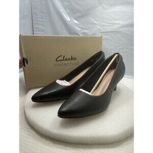 Clarks Collection Linvale Jerica Pumps, Black Leather, Women Size 8.5M #339/340